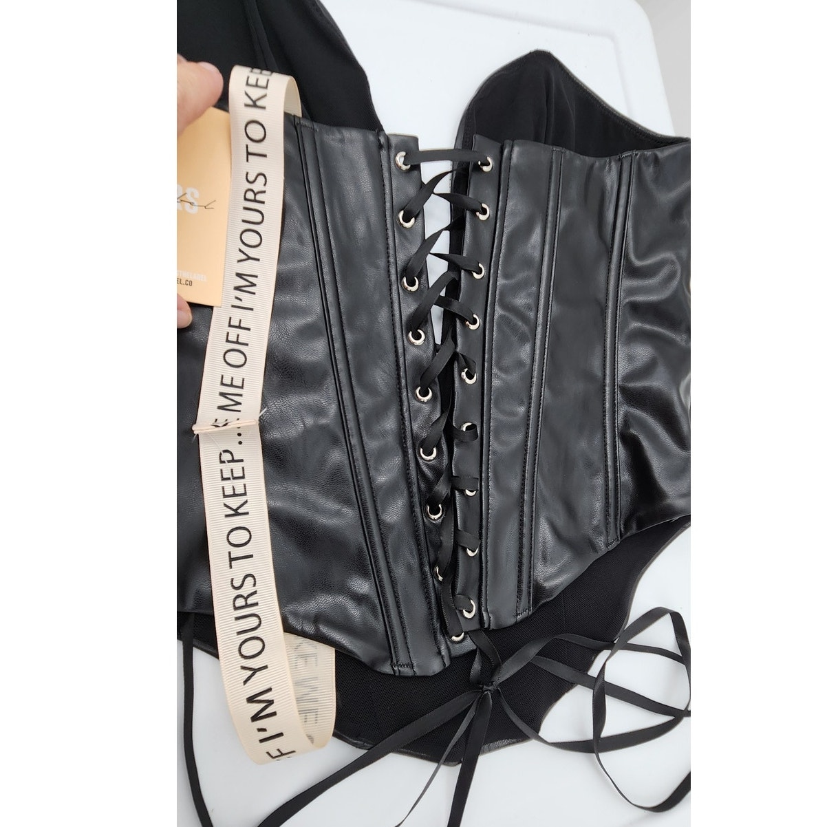 New Nwt Mars The Label The Deep Cut Diamond Faux Leather Corset Size Uk 12 — image 5 of 8